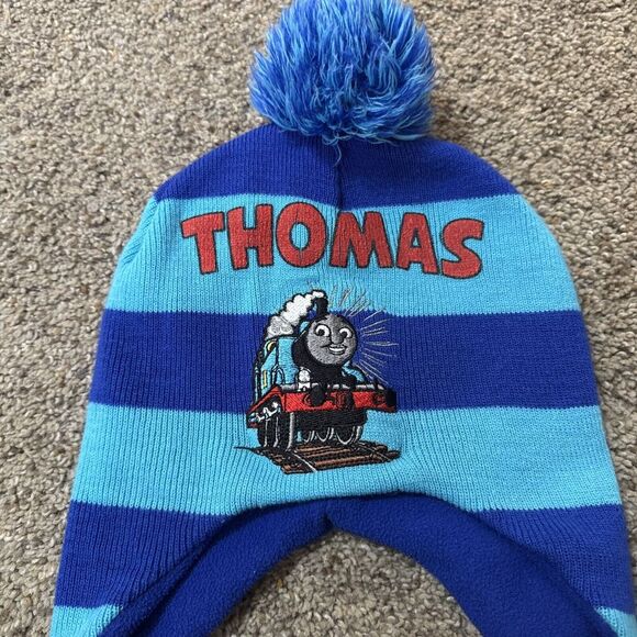 Thomas The Tank Engine Beanie Cap Winter Stocking Hat Blue/Red Knit Boys One Sz - Picture 1 of 6